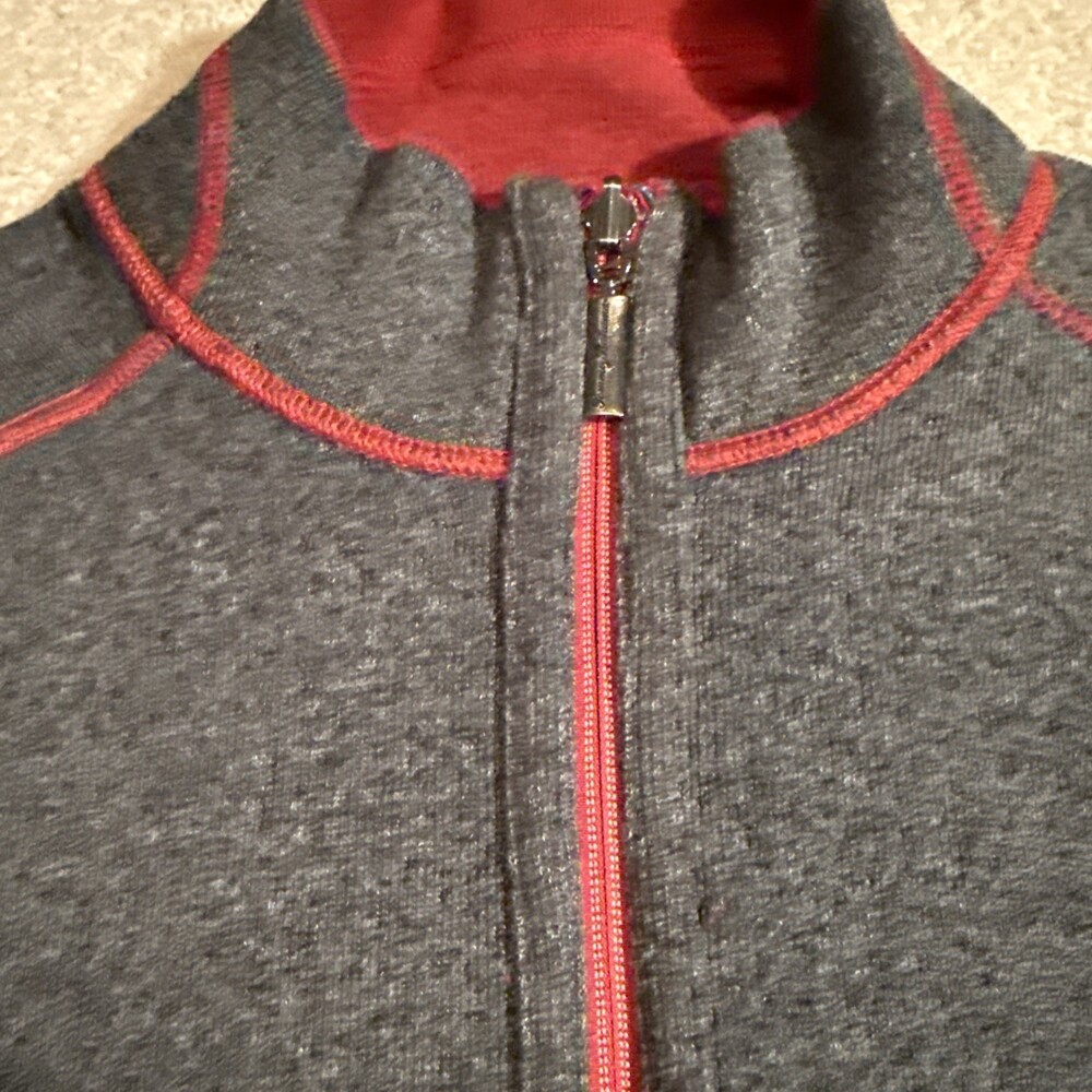 Tommy Bahama Reversible Quarter Zip Pullover Mens Medium Dark Grey/Burgundy Wine - Picture 6 of 9